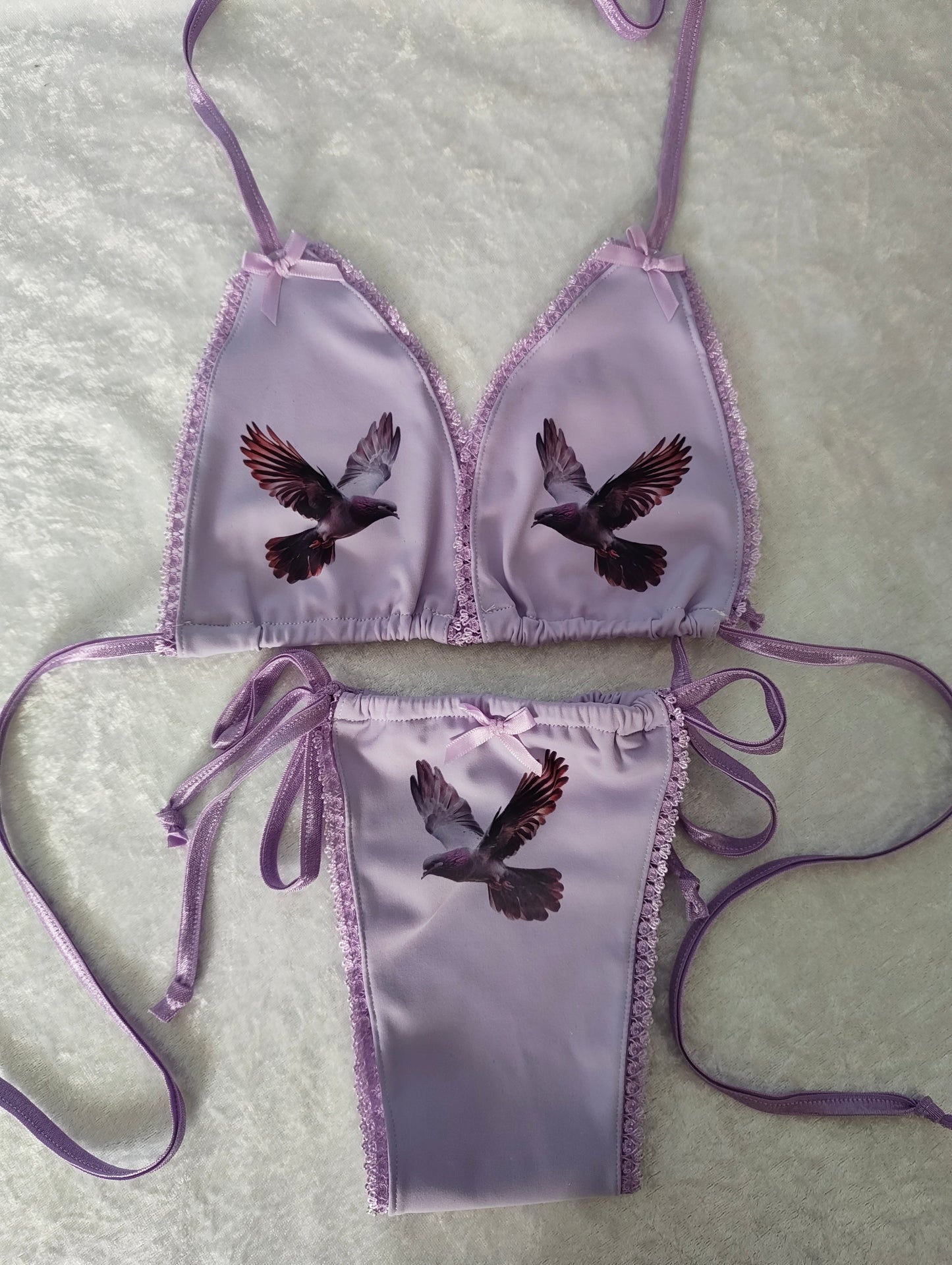 Lilac Flying Pigeon Bikini Set